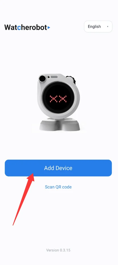The Add Device button on the app home screen