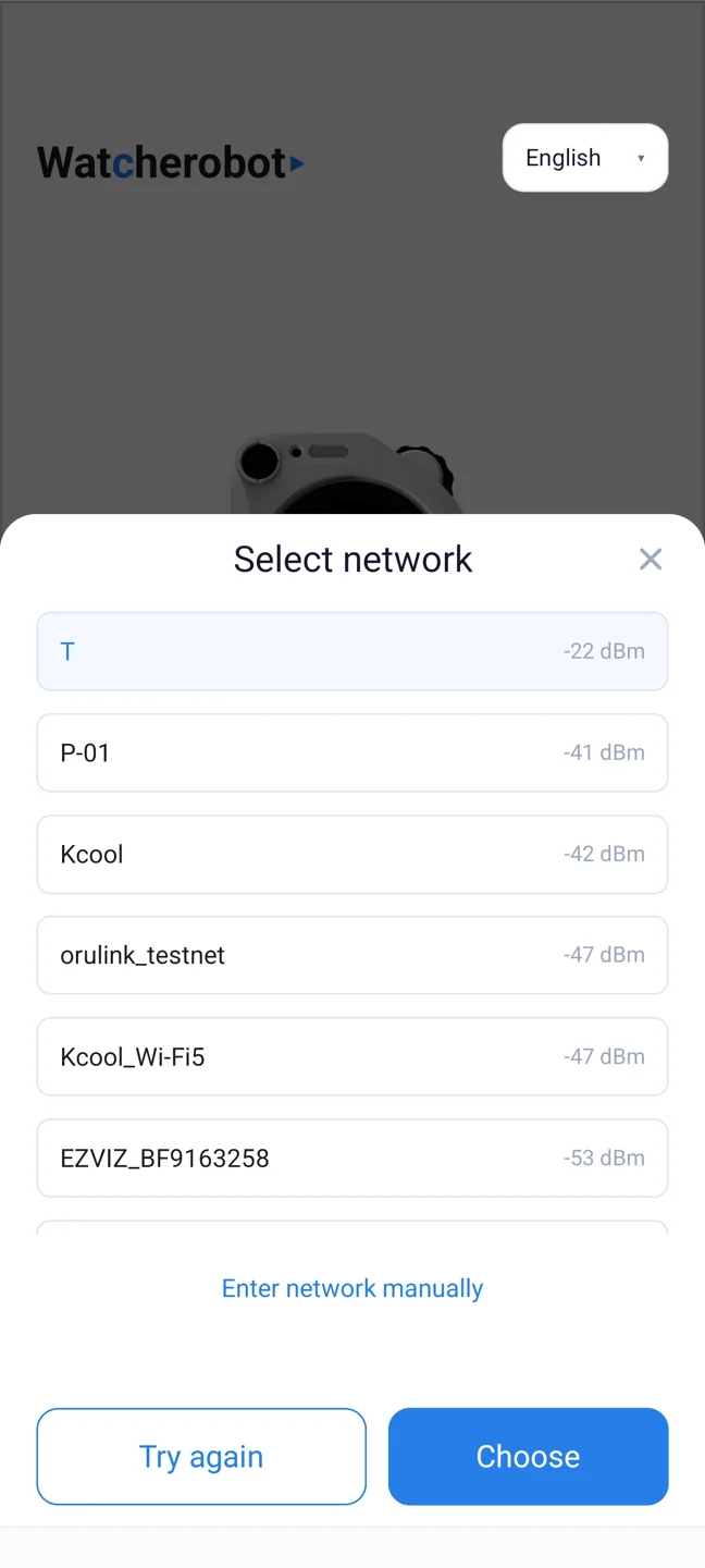 Select a Wi-Fi network or enter its name manually