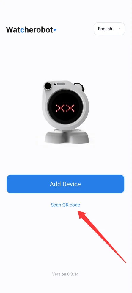 The Scan QR code button on the app home screen